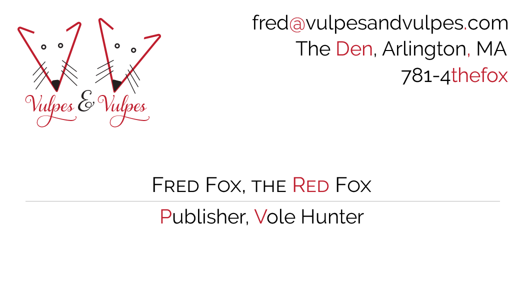 Second version of Vulpes & Vulpes business card