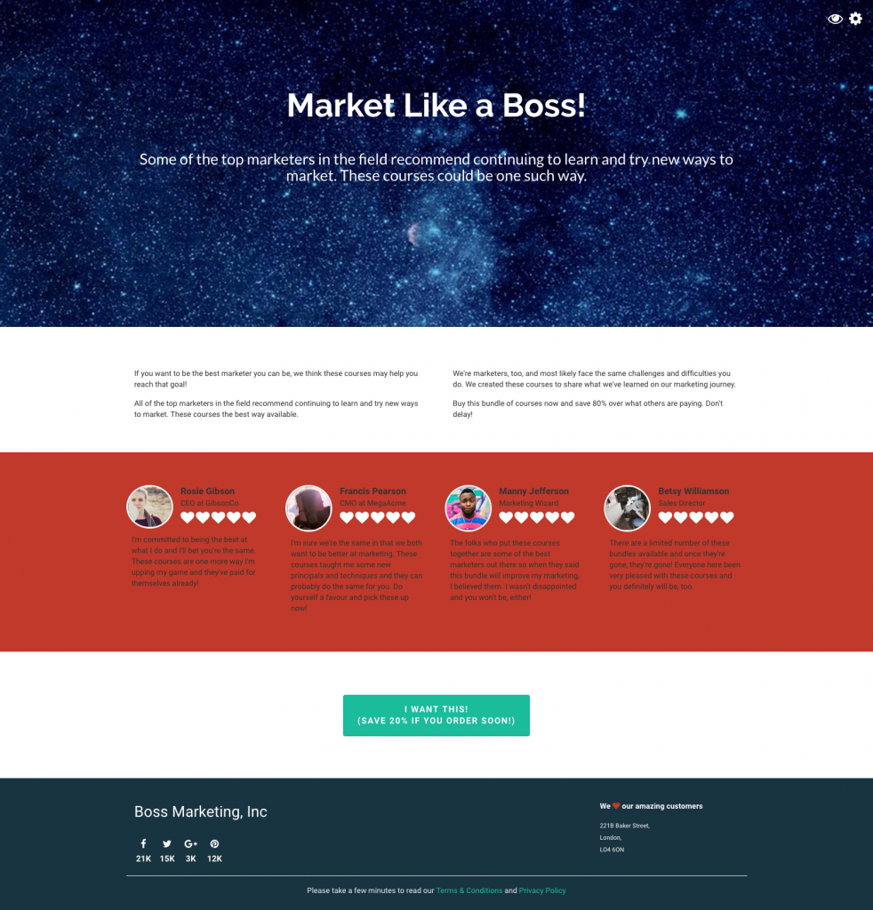 The Market Like a Boss page